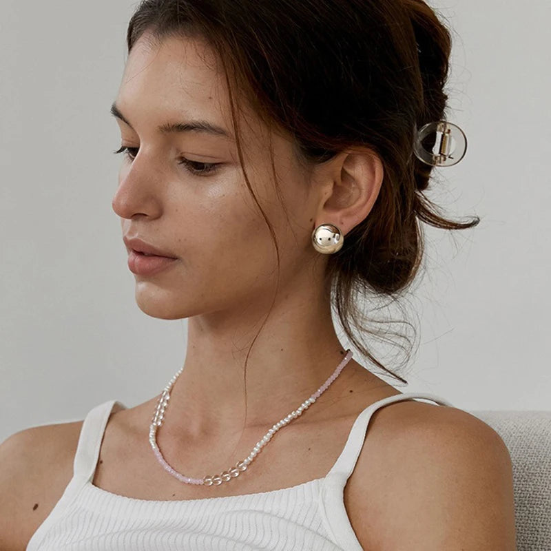 Big Ball Round Stud Earrings