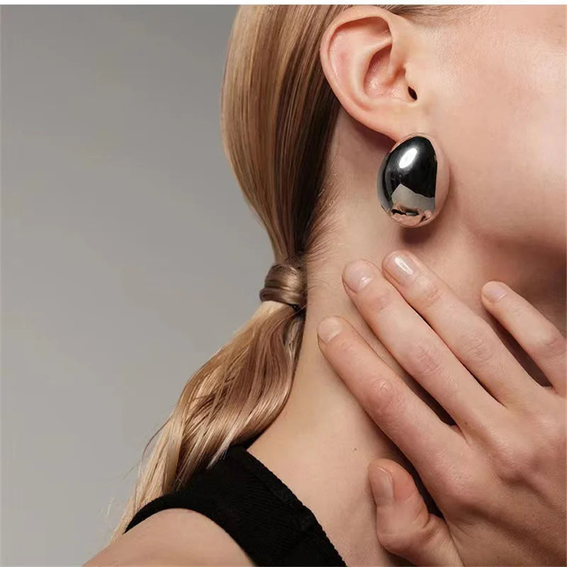 Big Oval Stud Earrings