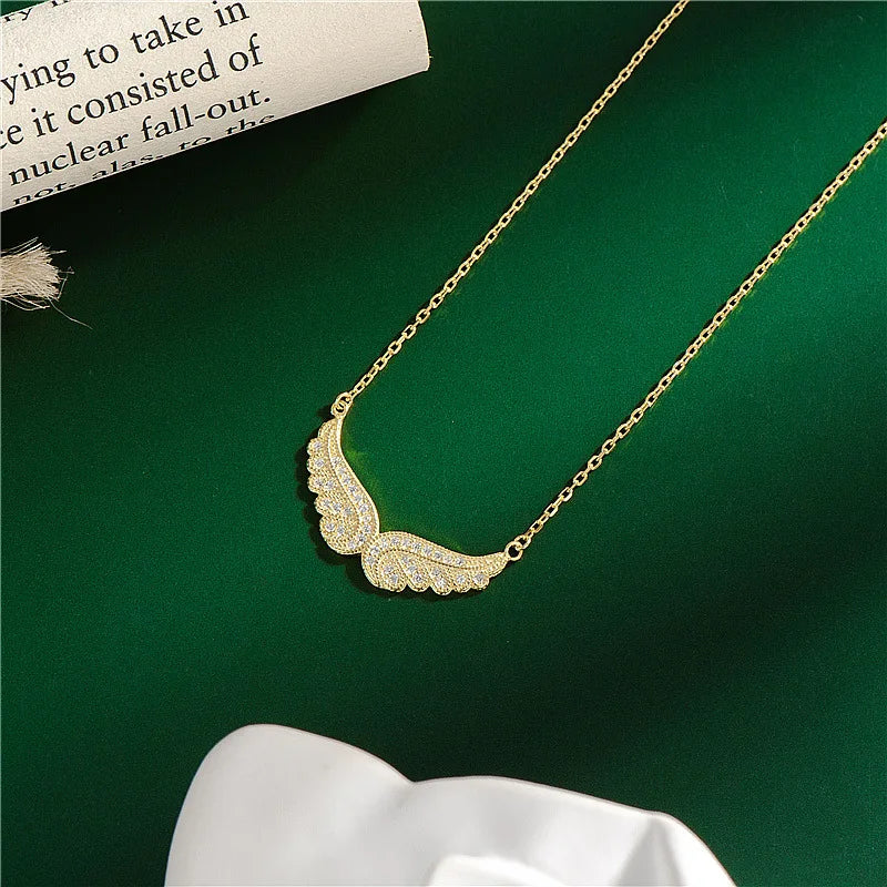 Zirconia Angel Wings Necklace