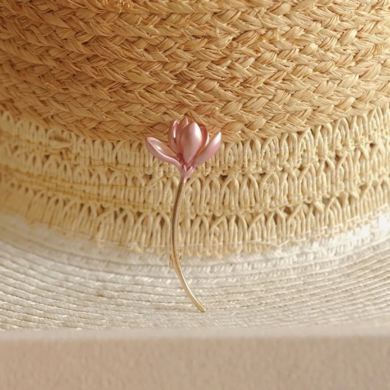 Pink Lotus Flower Enamel Brooches