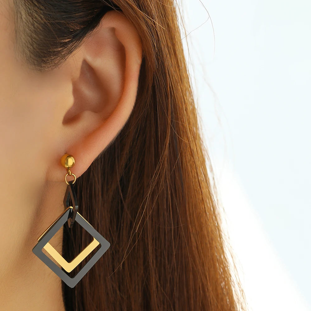 Hollow Square Earring
