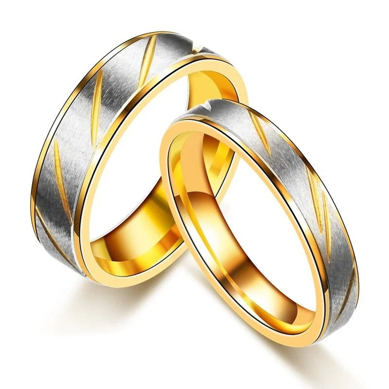 Gold color Wave Patterns Rings