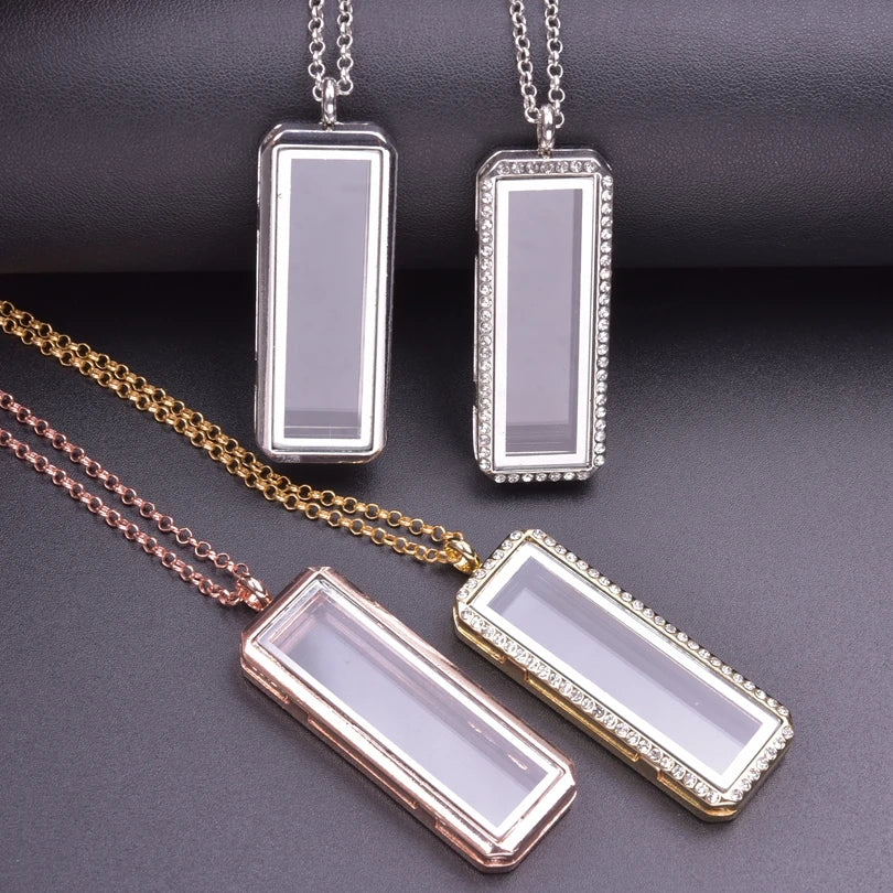 Vertical Glass Memory Necklace