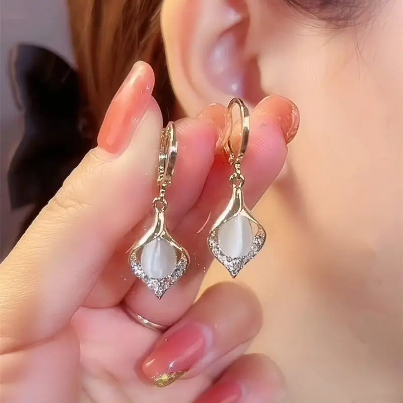 Drop Stone Dangle Earrings