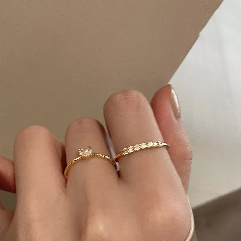 Gold Color Heart Twist Ring
