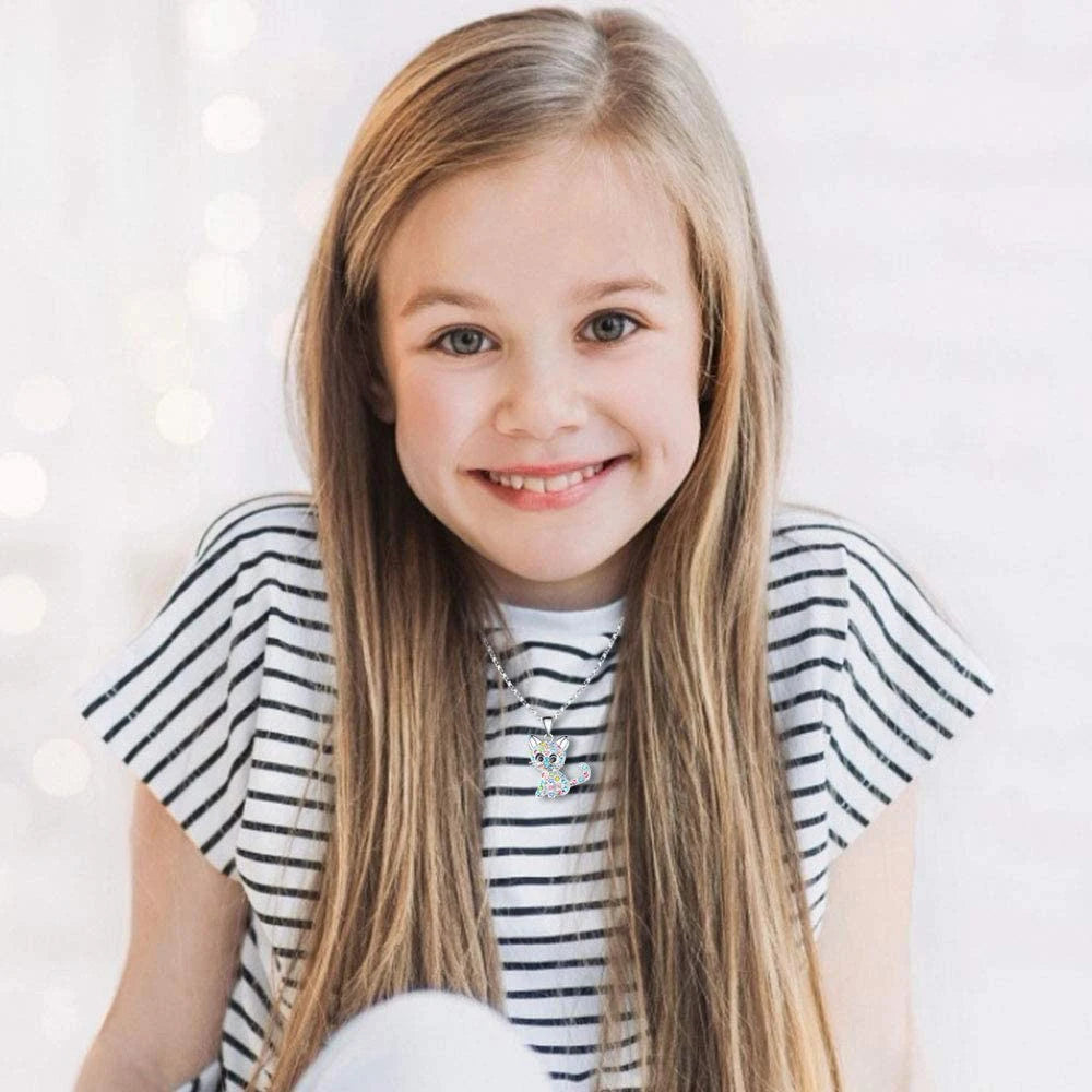 Colorful Cat Pendant Necklace