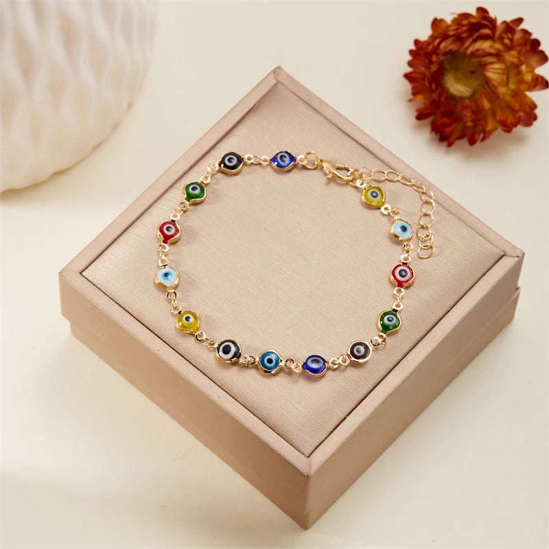 Colourful Evil Eye Anklets