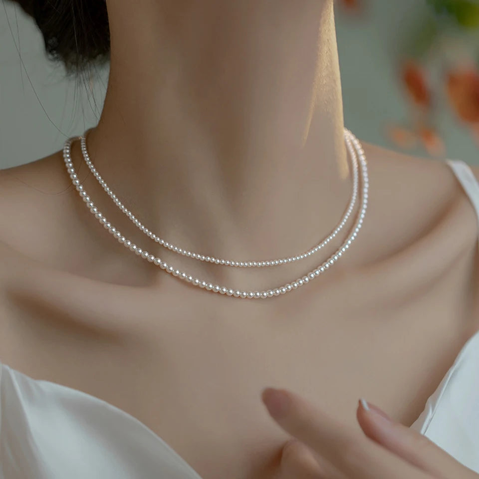 Silver Pearl Choker Necklace
