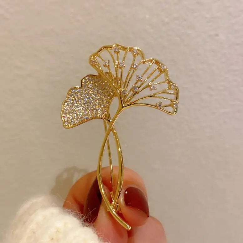 Elegant Ginkgo Leaf Brooches