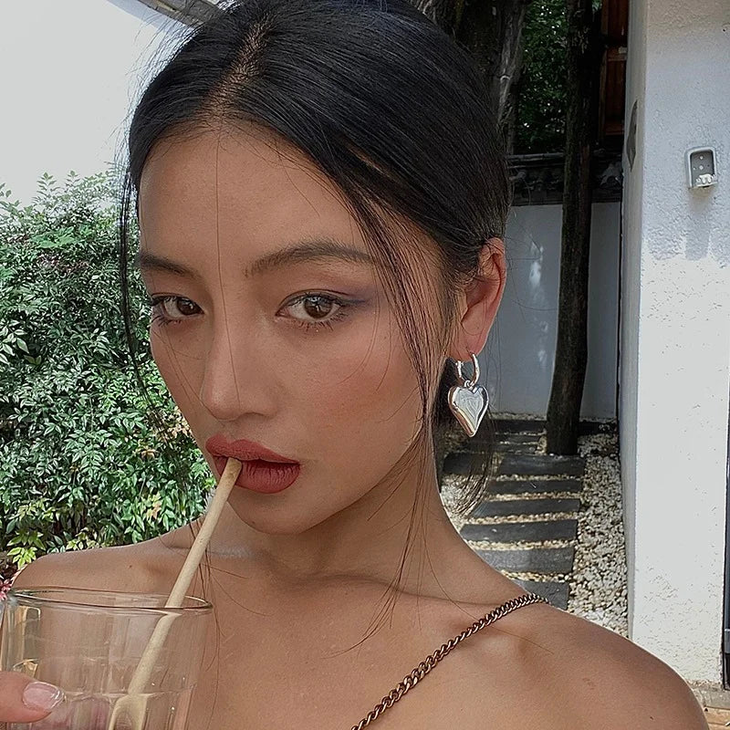 Chic Heart Huggie Hoop Earrings