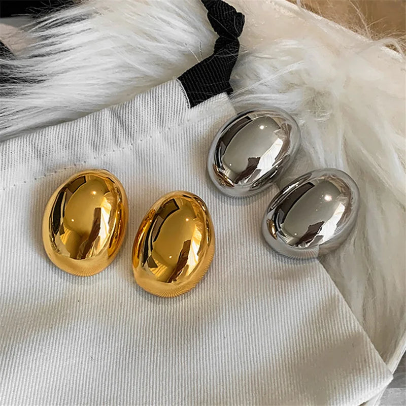 Big Oval Stud Earrings