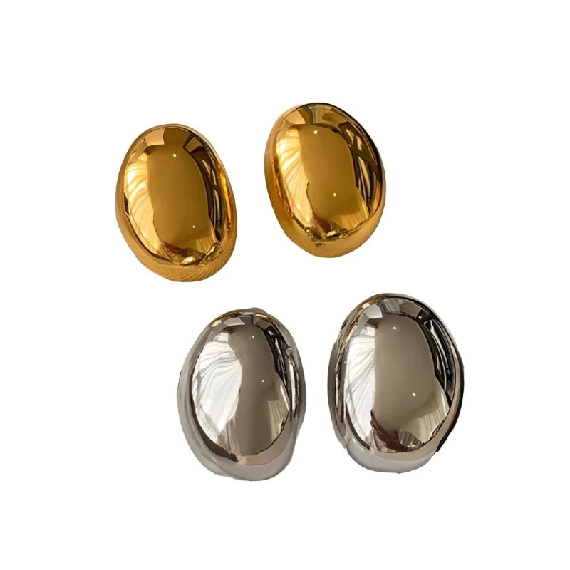 Big Oval Stud Earrings