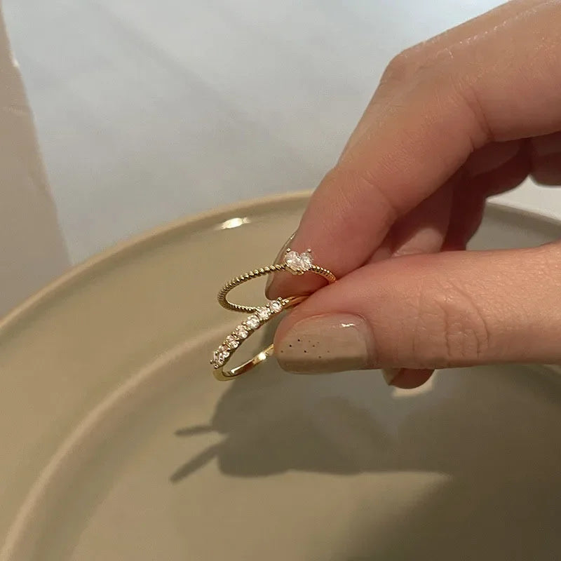 Gold Color Heart Twist Ring