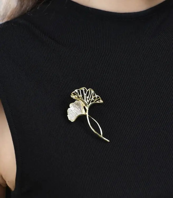 Elegant Ginkgo Leaf Brooches
