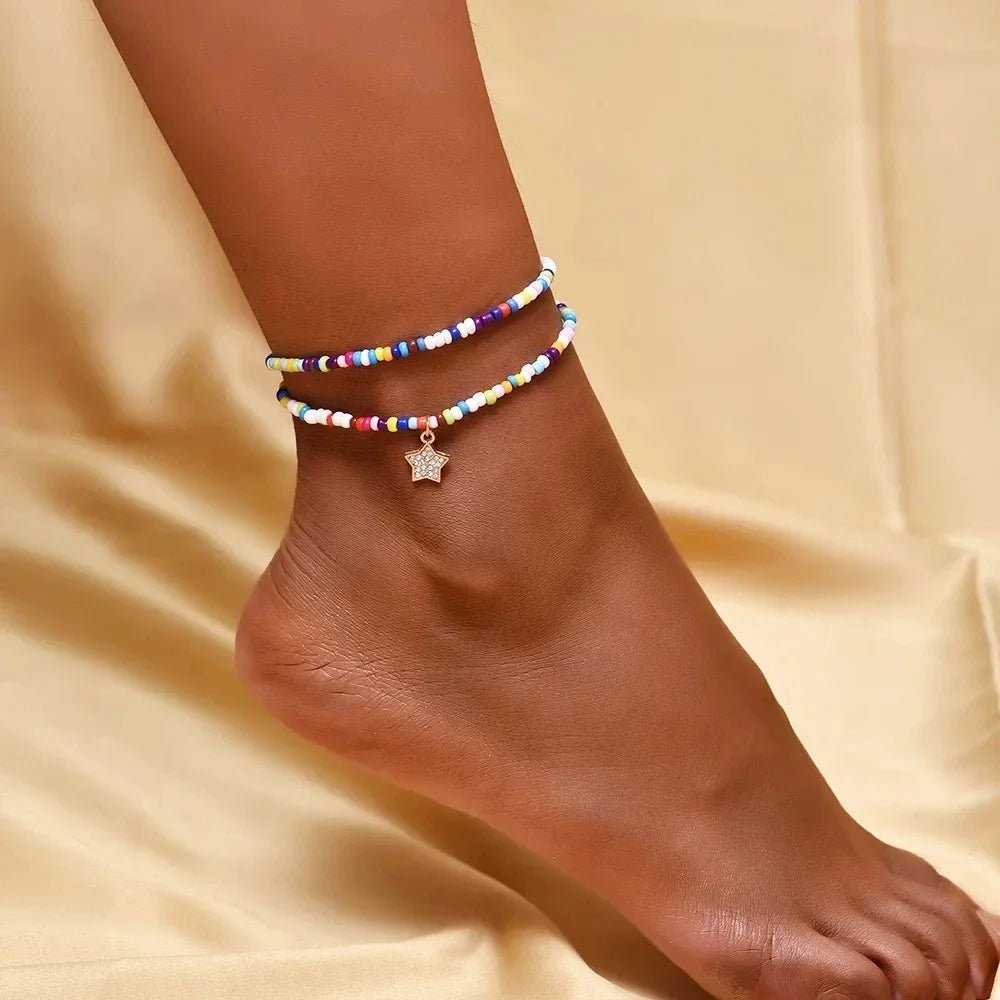 Multilayer Star Beads Anklet