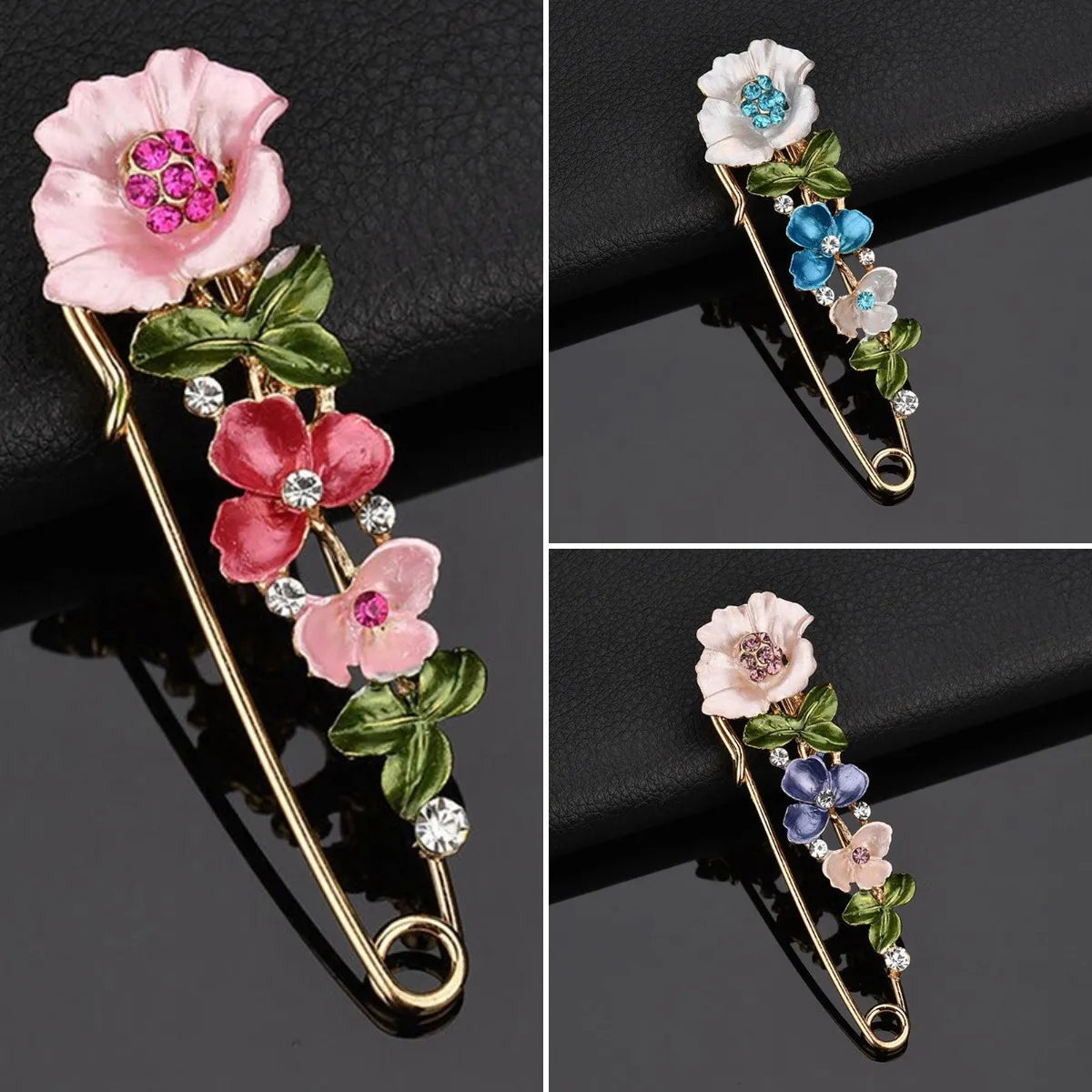 3 Colors Flower Enamel Brooch