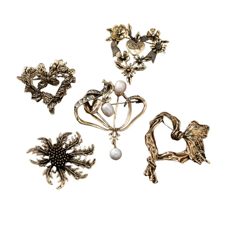 Minimalist Pearl Heart Brooches