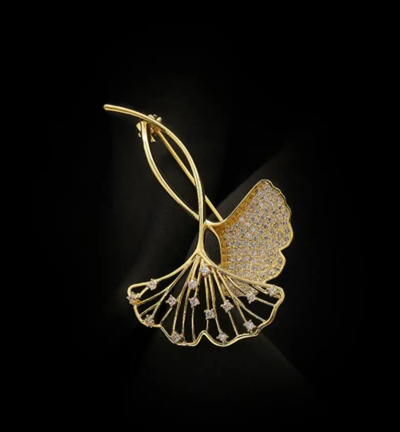 Elegant Ginkgo Leaf Brooches