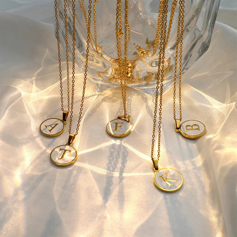 Initial Enamel White A-Z Pendants