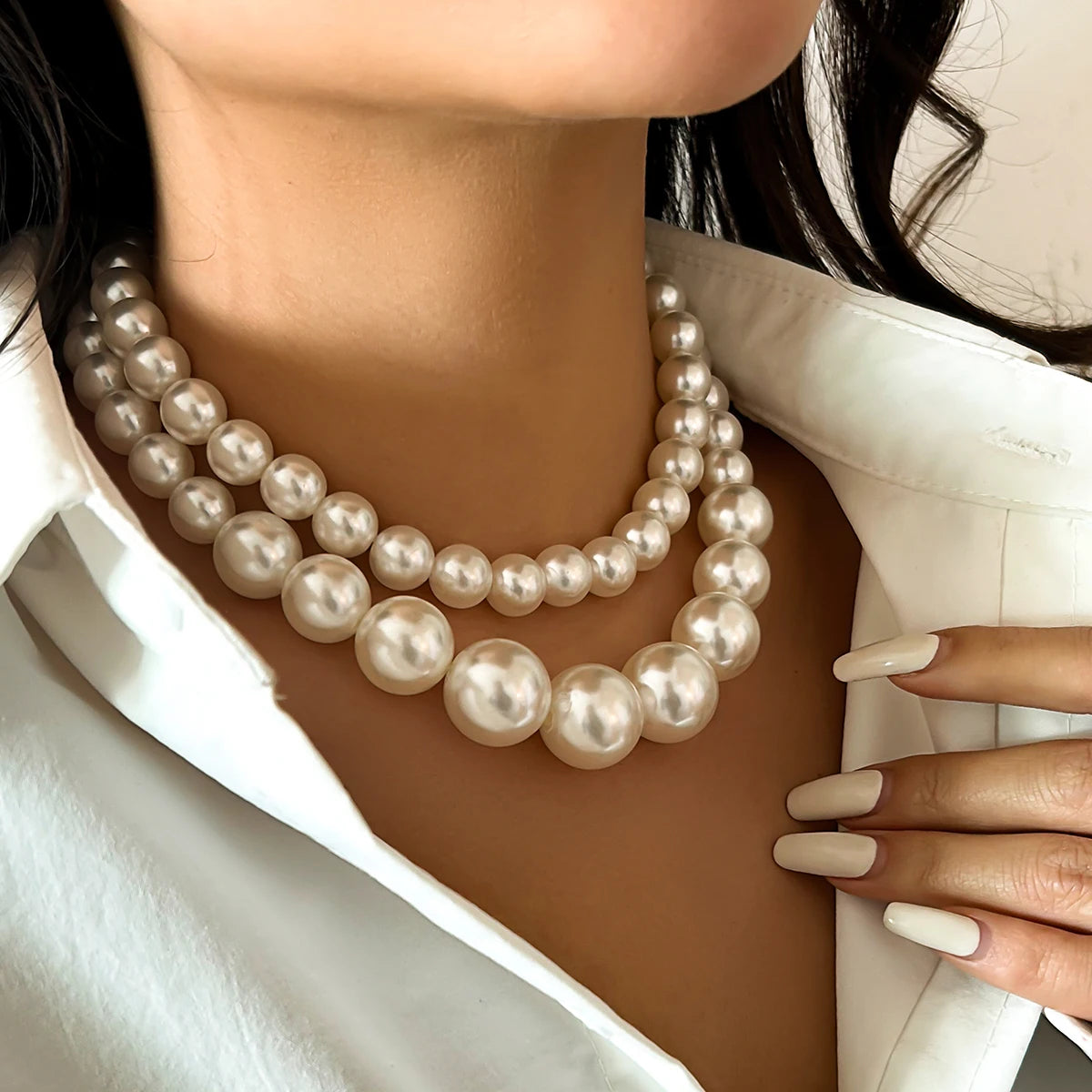 Statement Pearl Choker Necklace