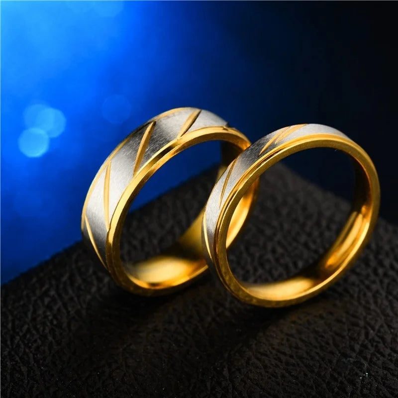 Gold color Wave Patterns Rings