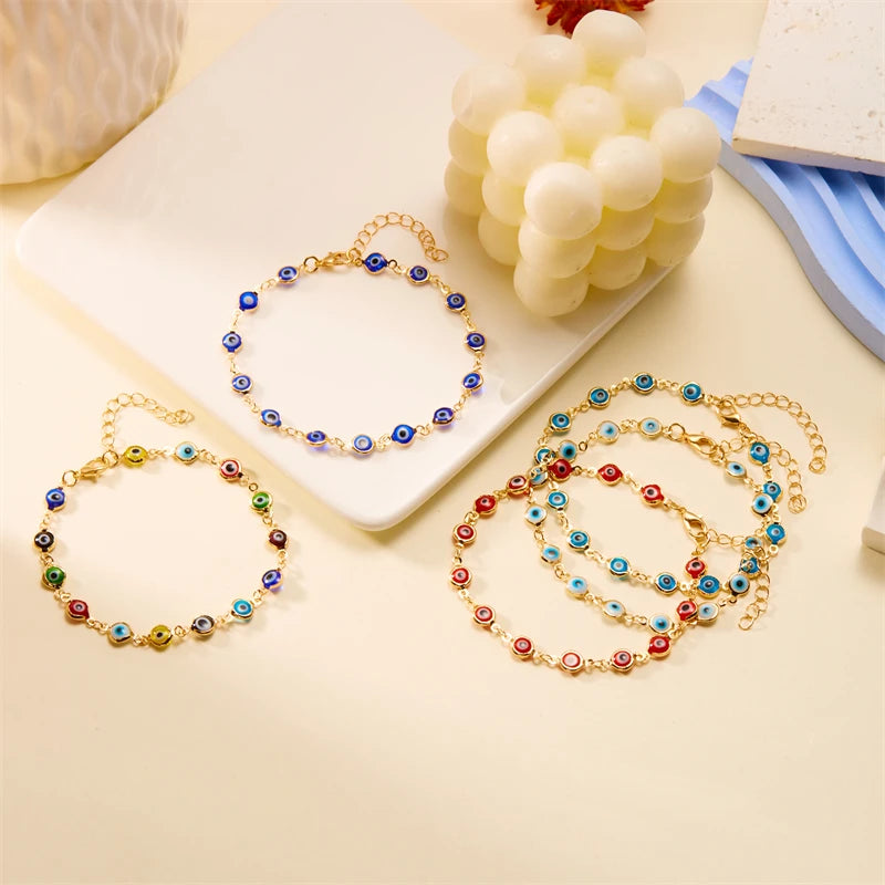 Colourful Evil Eye Anklets