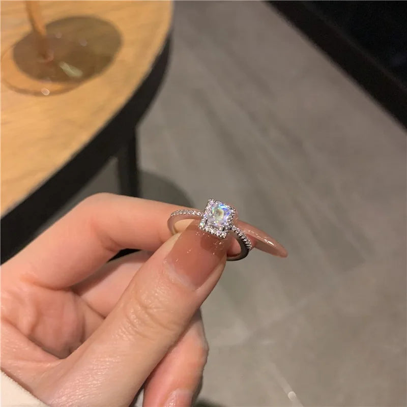 Square Lucky Engagement Ring