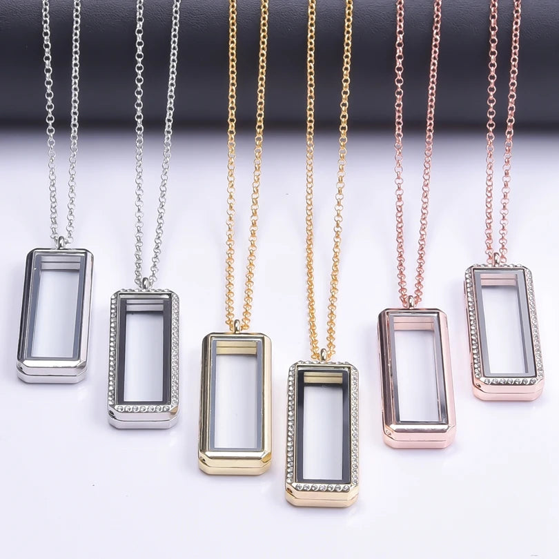 Vertical Glass Memory Necklace