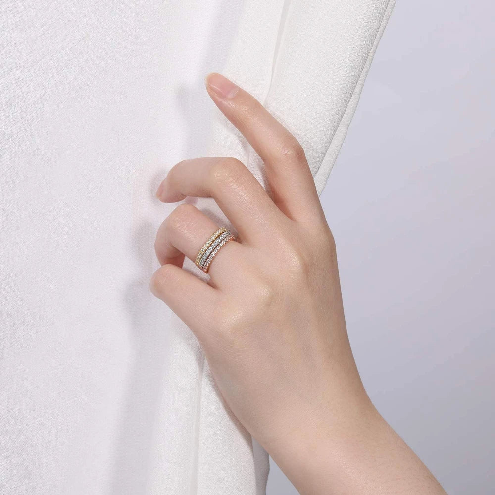 Inlaid Half Eternity Stacktable Ring