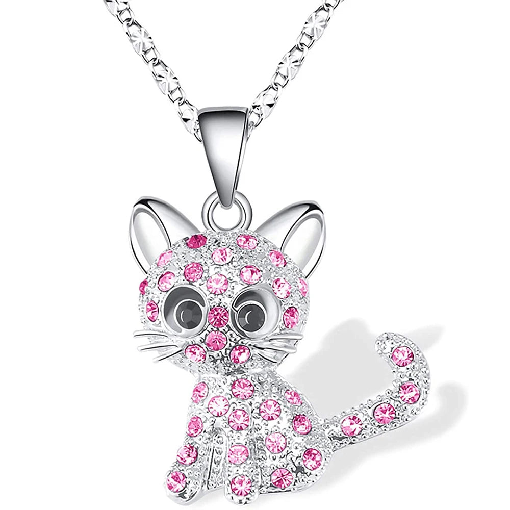 Colorful Cat Pendant Necklace