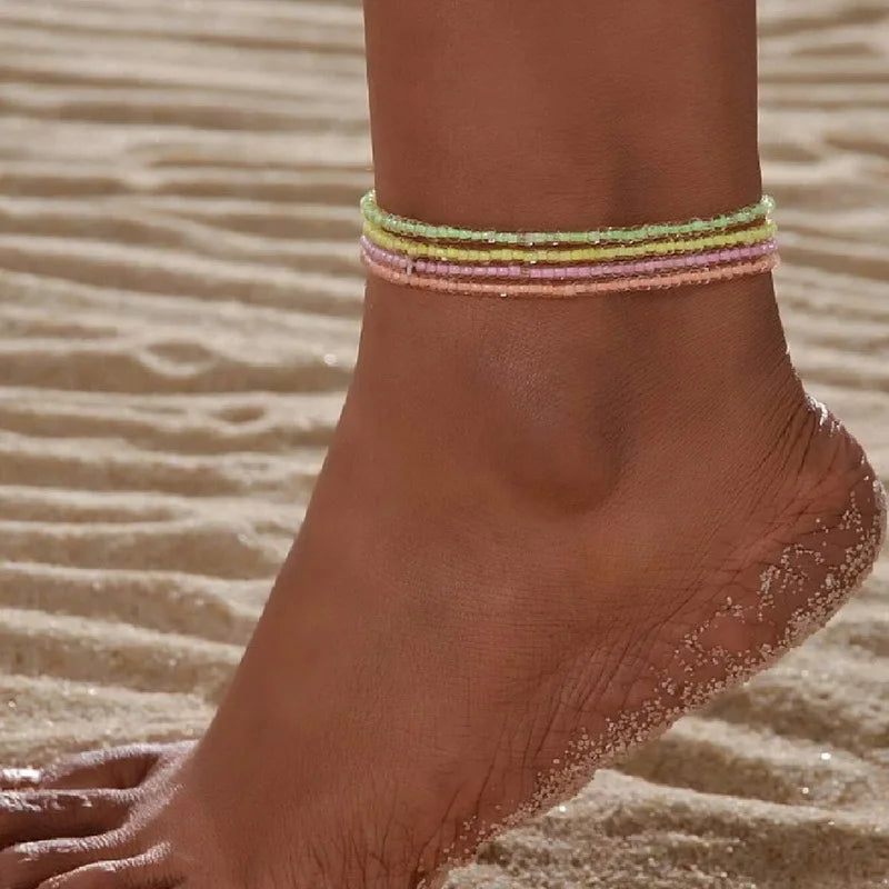 Sea Shell Flower Woven Anklet