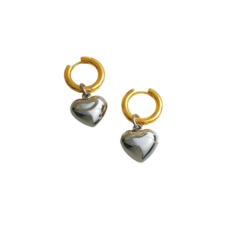 Gold Silver Mixed Heart Earrings