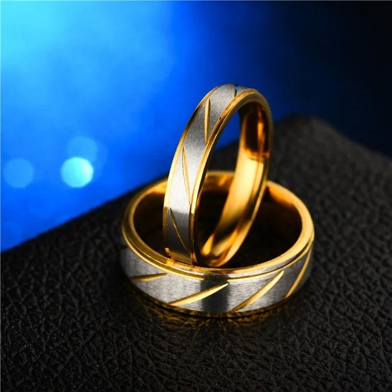 Gold color Wave Patterns Rings