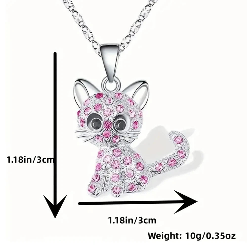Colorful Cat Pendant Necklace